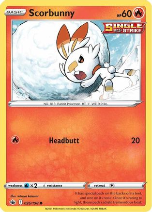 Scorbunny 026/198 - SWSH06 Chilling Reign Reverse Holofoil - for just $0.10! 