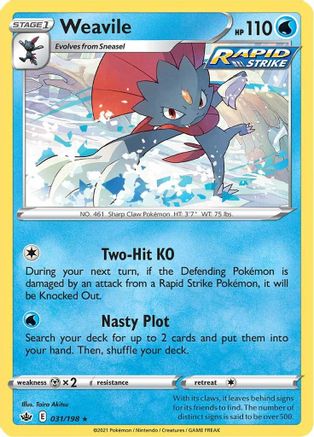 Weavile 031/198 - SWSH06 Chilling Reign Holofoil - for just $0.10! 