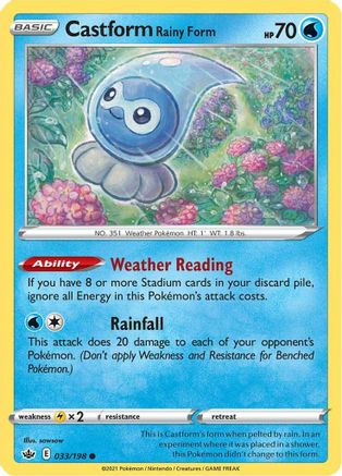 Castform Rainy Form 033/198 - SWSH06 Chilling Reign - for just $0.10! 