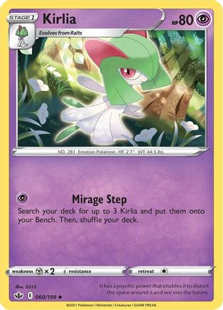 Kirlia 060/198 - SWSH06 Chilling Reign Reverse Holofoil - for just $0.17! 