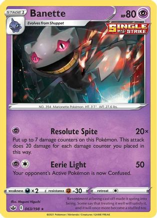 Banette 063/198 - SWSH06 Chilling Reign - for just $0.10! 