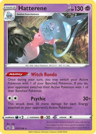 Hatterene 073/198 - SWSH06 Chilling Reign Holofoil - for just $0.10! 