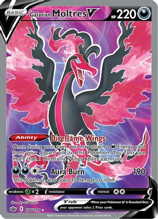 Galarian Moltres V (Full Art) 176/198 - SWSH06 Chilling Reign Holofoil - for just $6.25! 