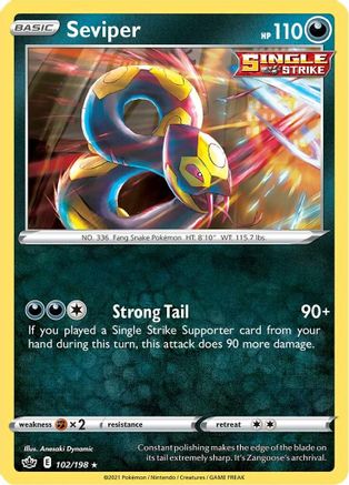Seviper 102/198 - SWSH06 Chilling Reign Reverse Holofoil - for just $0.08! 