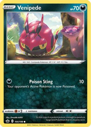 Venipede 105/198 - SWSH06 Chilling Reign - for just $0.05! 