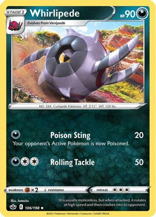 Whirlipede 106/198 - SWSH06 Chilling Reign Reverse Holofoil - for just $0.05! 