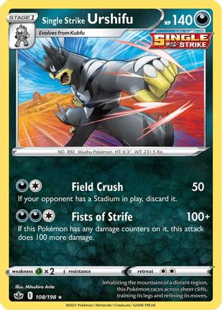 Single Strike Urshifu 108/198 - SWSH06 Chilling Reign Holofoil - for just $0.18! 