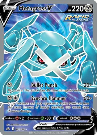 Metagross V (Full Art) 181/198 - SWSH06 Chilling Reign Holofoil - for just $1.88! 