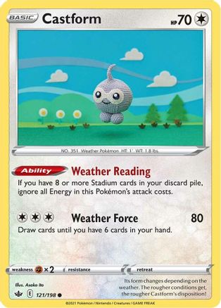 Castform 121/198 - SWSH06 Chilling Reign Reverse Holofoil - for just $0.18! 