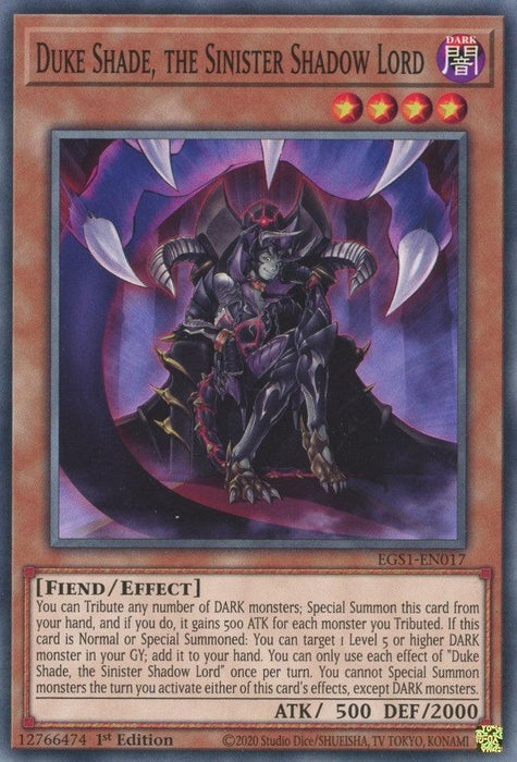 Duke Shade, the Sinister Shadow Lord [EGS1-EN017] Common - for just $0.30! 