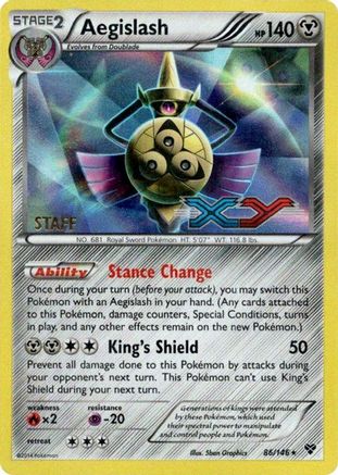 Aegislash (Prerelease) [Staff] 086/146 - XY Promos Holofoil - for just $37.50! 