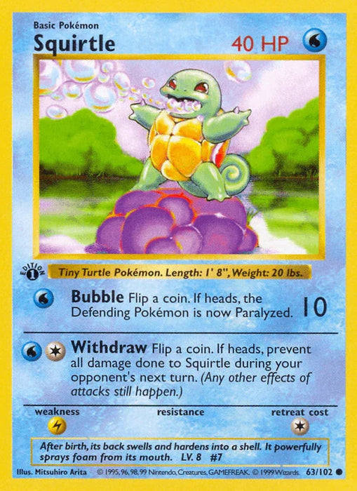 Squirtle (63/102) (Shadowless) [Base Set 1st Edition] - for just $42! 