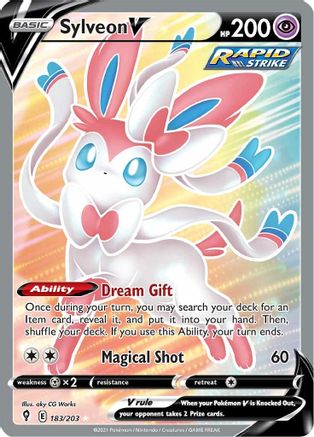 Sylveon V (Full Art) 183/203 - SWSH07 Evolving Skies Holofoil - for just $15! 
