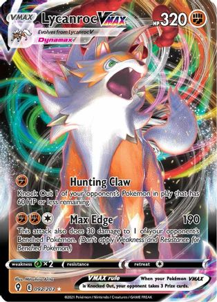 Lycanroc VMAX 092/203 - SWSH07 Evolving Skies Holofoil - for just $1.16! 