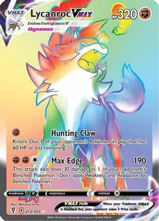 Lycanroc VMAX (Secret) 213/203 - SWSH07 Evolving Skies Holofoil - for just $4.99! 