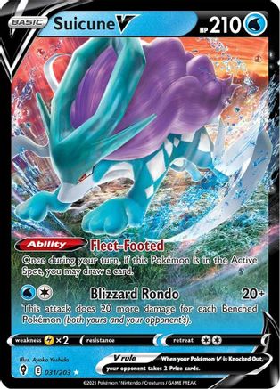 Suicune V 031/203 - SWSH07 Evolving Skies Holofoil - for just $0.89! 