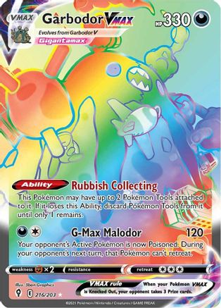 Garbodor VMAX (Secret) 216/203 - SWSH07 Evolving Skies Holofoil - for just $4.98! 