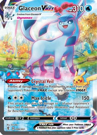 Glaceon VMAX (Alternate Art Secret) 209/203 - SWSH07 Evolving Skies Holofoil - for just $144.03! 