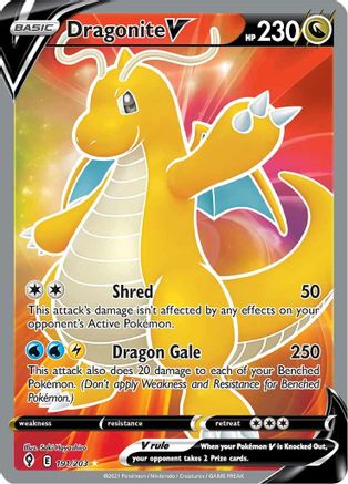 Dragonite V (Full Art) 191/203 - SWSH07 Evolving Skies Holofoil - for just $13.31! 