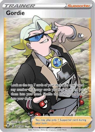 Gordie (Full Art) 201/203 - SWSH07 Evolving Skies Holofoil - for just $0.50! 