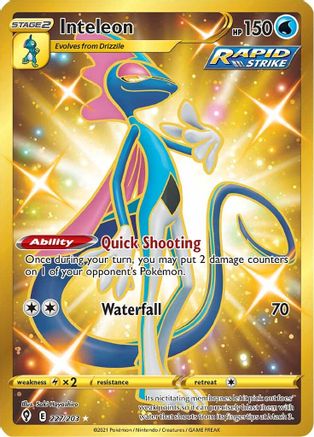 Inteleon (Secret) 227/203 - SWSH07 Evolving Skies Holofoil - for just $2.72! 