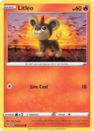 Litleo 022/203 - SWSH07 Evolving Skies Reverse Holofoil - for just $0.05! 