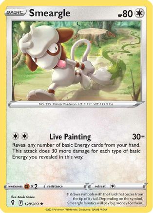 Smeargle 128/203 - SWSH07 Evolving Skies Reverse Holofoil - for just $0.15! 