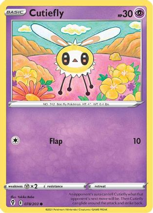 Cutiefly 078/203 - SWSH07 Evolving Skies Reverse Holofoil - for just $0.05! 
