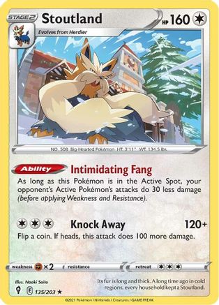 Stoutland 135/203 - SWSH07 Evolving Skies Reverse Holofoil - for just $0.10! 