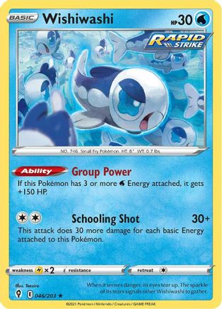 Wishiwashi 046/203 - SWSH07 Evolving Skies Reverse Holofoil - for just $0.10! 