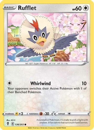Rufflet 136/203 - SWSH07 Evolving Skies Reverse Holofoil - for just $0.08! 