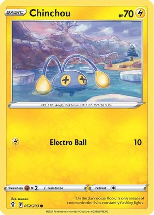 Chinchou 052/203 - SWSH07 Evolving Skies Reverse Holofoil - for just $0.08! 