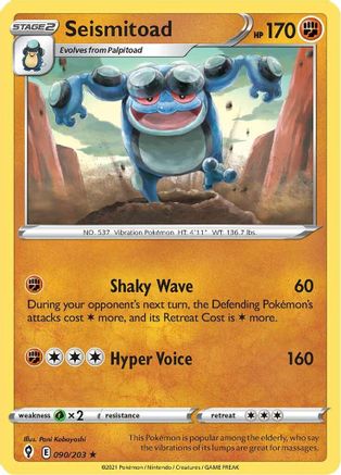 Seismitoad 090/203 - SWSH07 Evolving Skies Reverse Holofoil - for just $0.10! 