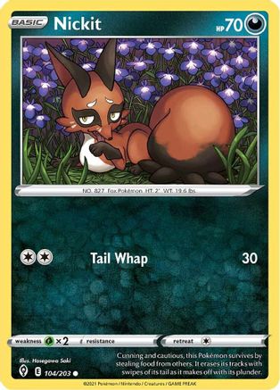 Nickit 104/203 - SWSH07 Evolving Skies Reverse Holofoil - for just $0.08! 