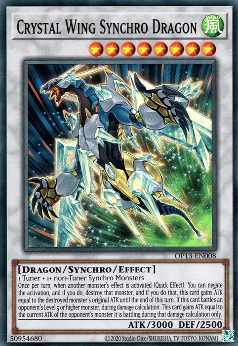Crystal Wing Synchro Dragon [OP13-EN008] Super Rare - for just $0.65! 