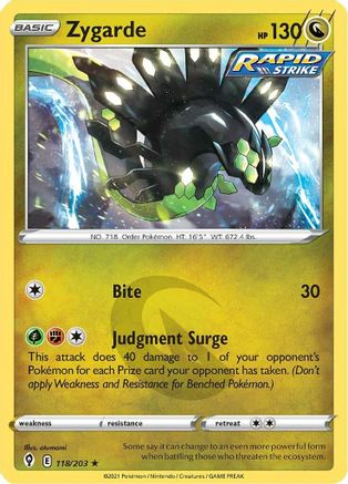 Zygarde 118/203 - SWSH07 Evolving Skies Holofoil - for just $0.13! 