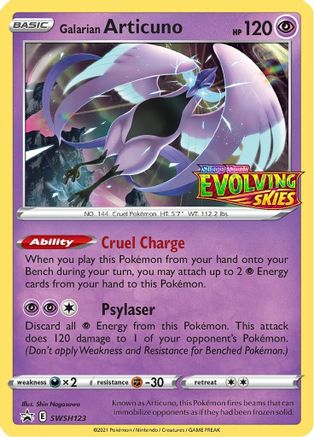 Galarian Articuno (Prerelease) SWSH123/307 - SWSH Sword & Shield Promo Cards Holofoil - for just $0.99! 
