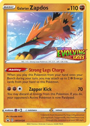 Galarian Zapdos (Prerelease) SWSH124/307 - SWSH Sword & Shield Promo Cards Holofoil - for just $3.50! 
