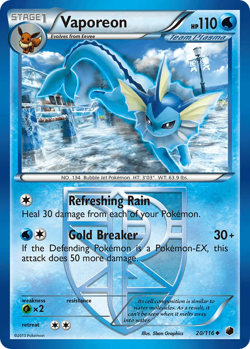 Vaporeon (20/116) [Black & White: Plasma Freeze] - for just $1.75! 