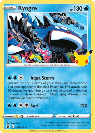 Kyogre 003/025 - Celebrations Holofoil - for just $0.18! 