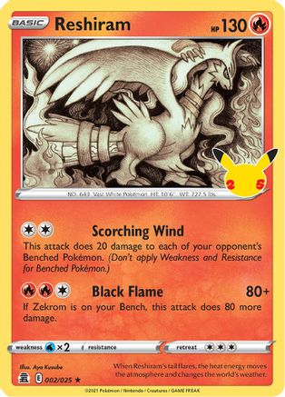 Reshiram 002/025 - Celebrations Holofoil - for just $0.18! 