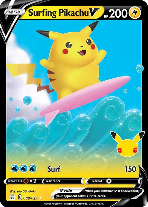Surfing Pikachu V (008/025) [Celebrations: 25th Anniversary] - for just $2! 