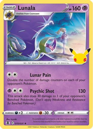 Lunala 015/025 - Celebrations Holofoil - for just $0.17! 