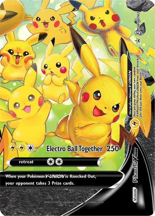 Pikachu V-UNION (SWSH142) (Celebrations) [Sword & Shield: Black Star Promos] - for just $4.85! 