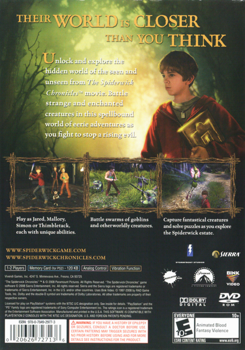 The Spiderwick Chronicles – PlayStation 2 (PS2) - for just $6.99! 