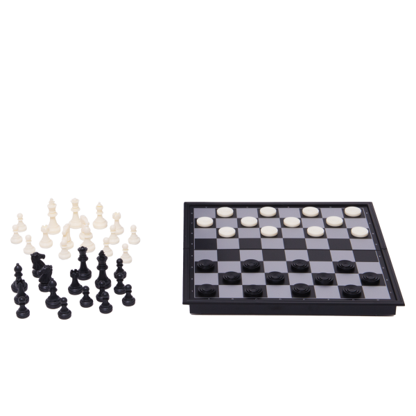 Travel Games: Rustik Foldable Magnetic Checkers/Chess  (Black/White) - for just $14.99! 