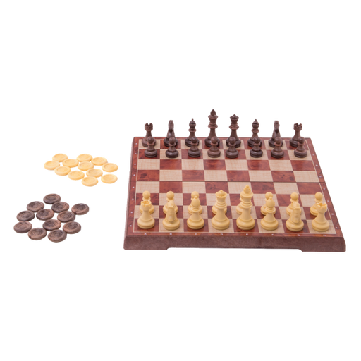 Travel Games: Rustik Foldable Magnetic Checkers/Chess  (Peachwood) - for just $24.99! 