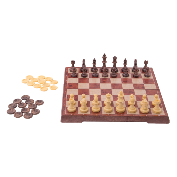 Travel Games: Rustik Foldable Magnetic Checkers/Chess  (Peachwood) - for just $24.99! 
