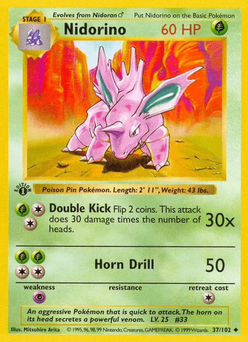 Nidorino (37/102) (Shadowless) [Base Set 1st Edition] - for just $8.70! 