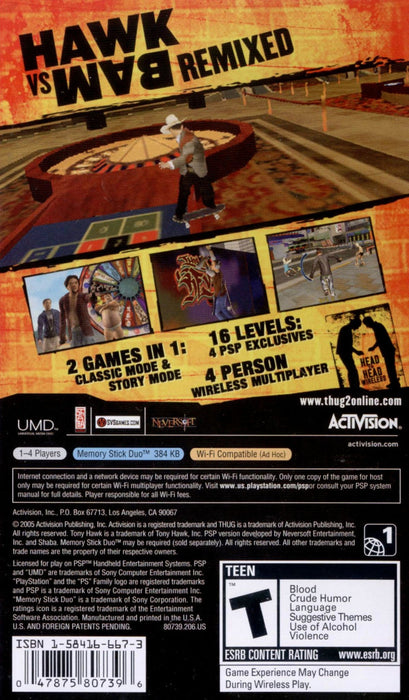 Tony Hawk's Underground 2 Remix – PlayStation Portable (PSP) - for just $0! 